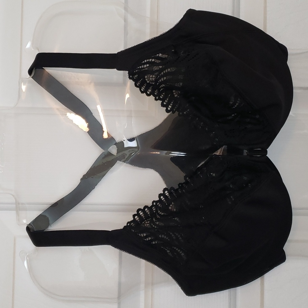 NWOT Glamorise Front Closure T-back Wonderware bra 36DD black